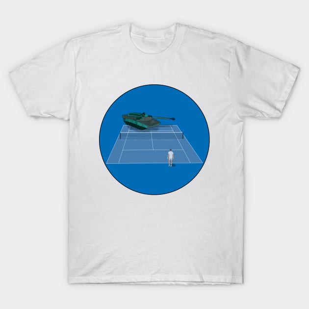 Duel Between a Tank and a Tennis Player T-Shirt by DiegoCarvalho